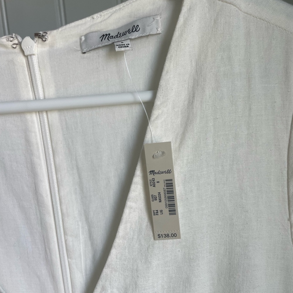 NWT Madewell Linen-Blend Button-Wrap Midi Dress in lighthouse - 8 - Picture 7 of 7
